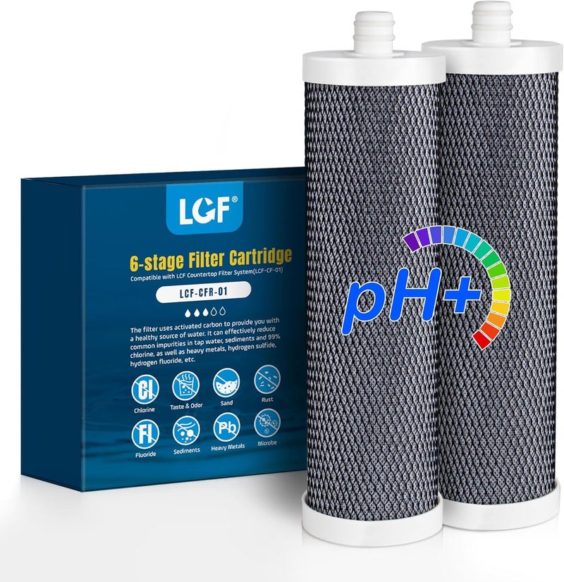 LCF Replacement Filter, Compatible with -CF-01-ALK, Waterdrop Filter Replacement for WD-CTF-04 System, Replaces WD-CFF-02, 6+1-Stage, 𝐒𝐢𝐥𝐯𝐞𝐫 𝐈𝐨𝐧𝐬 Enhanced, 16,000 Gallons, 2-Pack - Image 1